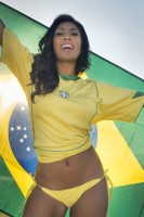 Beautiful happy smiling Brazil soccer fan